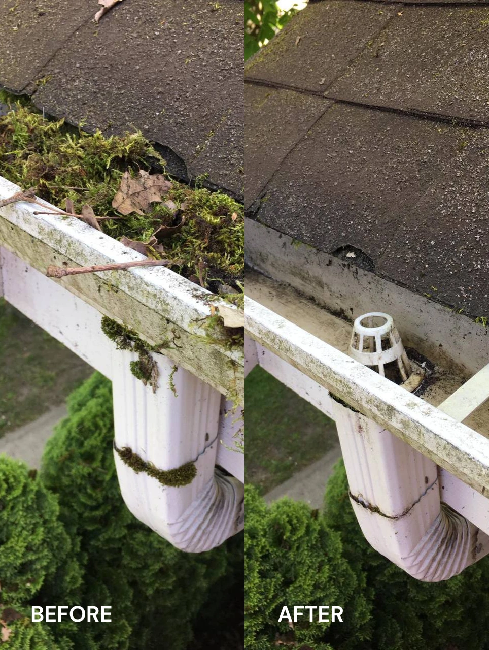 gutter cleaning before after