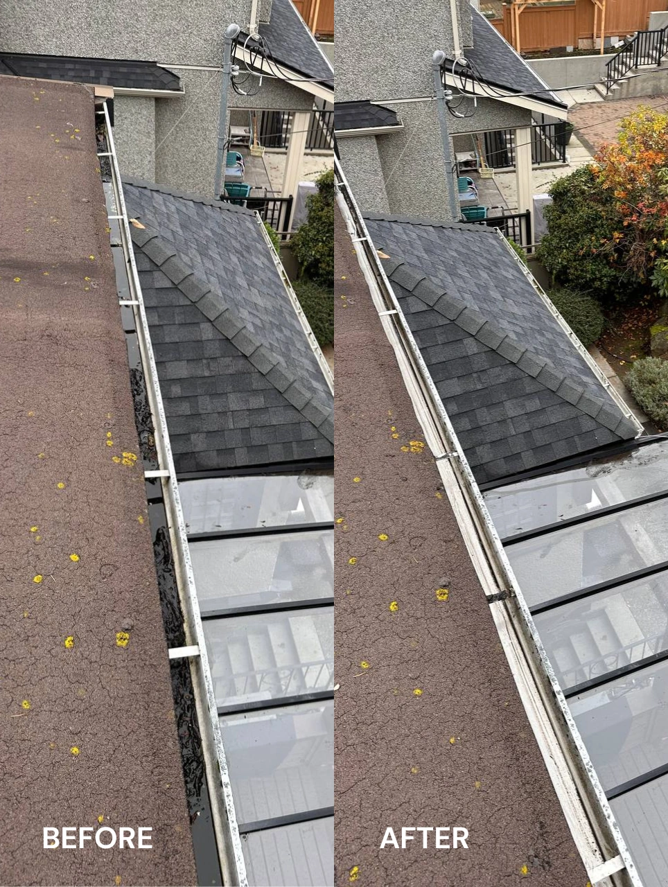 gutter cleaning before after