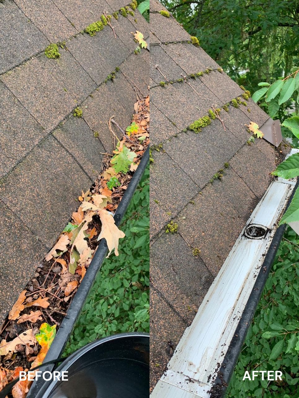 gutter cleaning before vs after